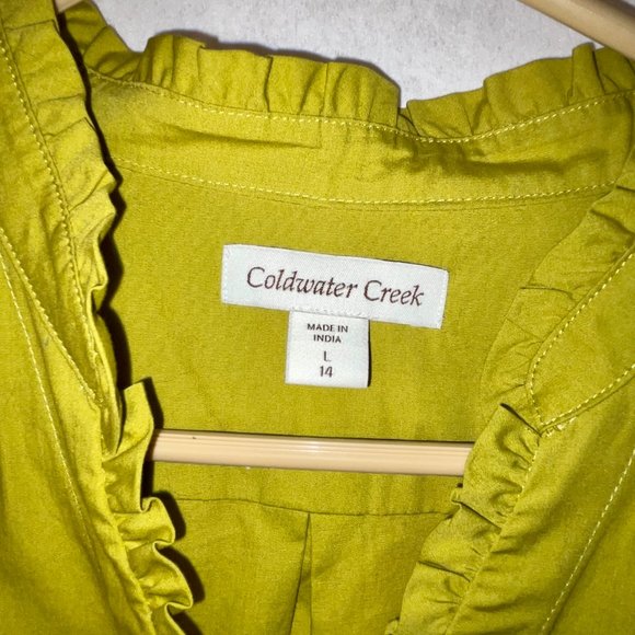 Coldwater Creek Subtle Ruffle Cap Sleeve Button-Up NWT - Picture 4 of 6